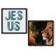 2 Quadros Decorativos Quadrados Le�o e Jesus