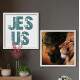 2 Quadros Decorativos Quadrados Le�o e Jesus