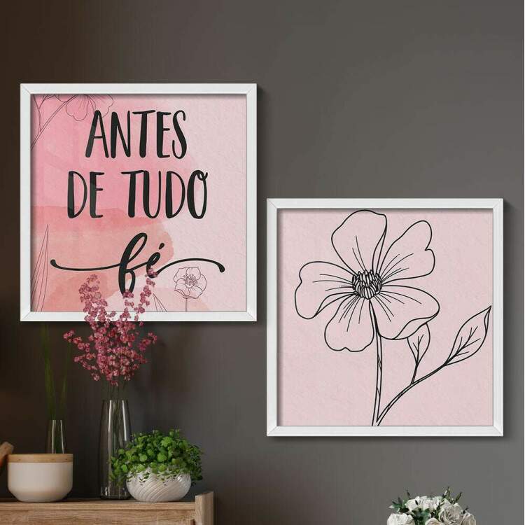 2 Quadros Decorativo Quadrado Antes de Tudo F