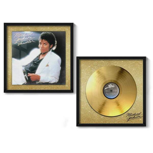 2 Quadros Decorativo Quadrado Michael Jackson Dourado