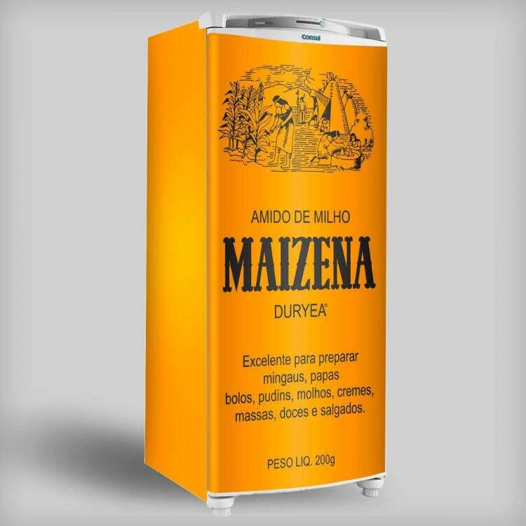 Adesivo para envelopamento de geladeira Caixa de Maizena
