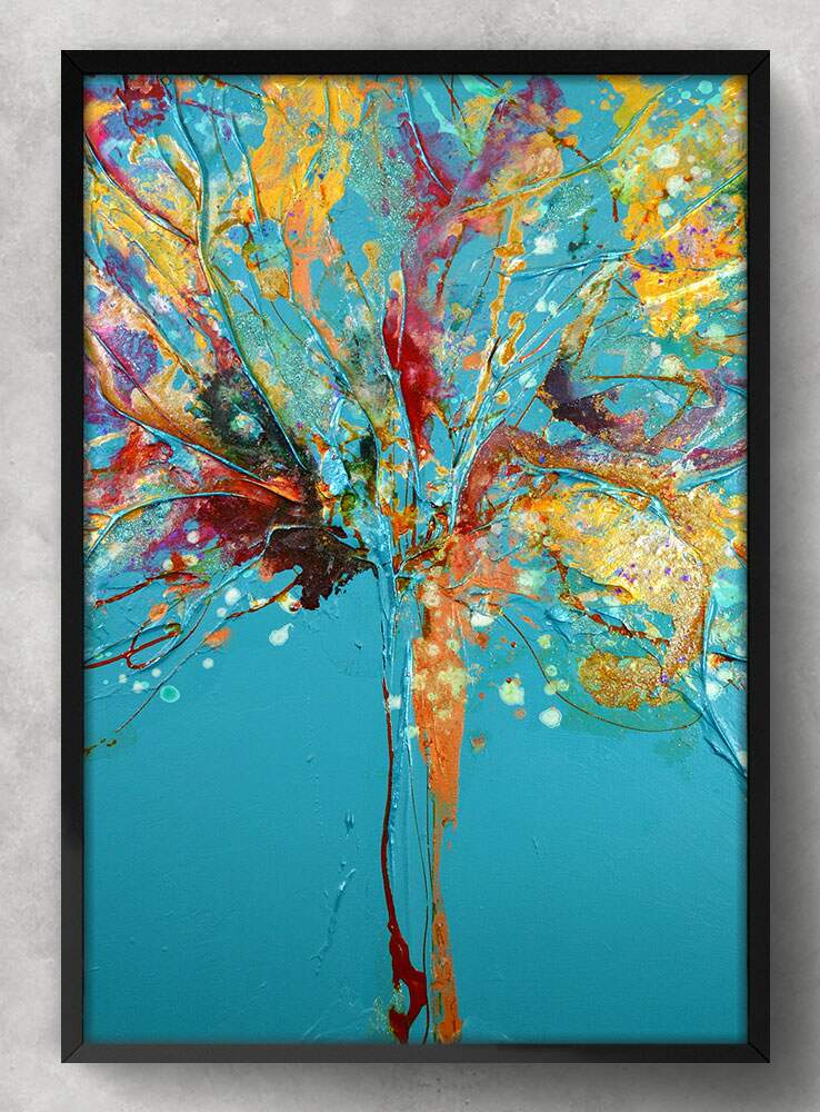 Quadro Decorativo Abstrato Pintura �rvore Colorida