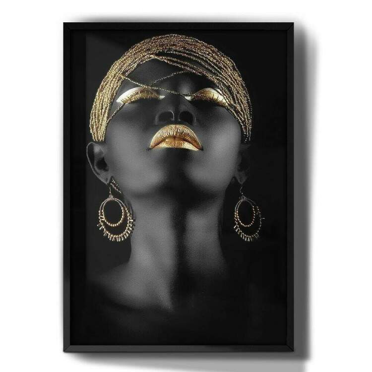 Quadro Decorativo Mulher com Maquiagem Dourada 02