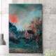 Quadro Decorativo Pintura Casa na Natureza