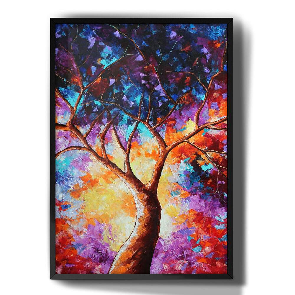 Quadro Decorativo Pintura Abstrata �rvore Colorida