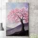 Quadro Decorativo Pintura �rvore co Flores Rosas