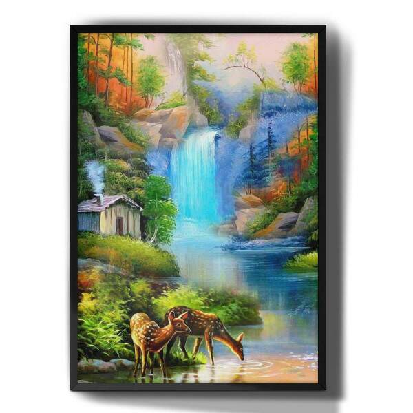 Quadro Decorativo Pintura Paisagem Casa de Campo
