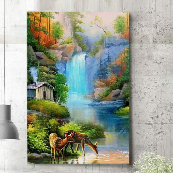 Quadro Decorativo Pintura Paisagem Casa de Campo