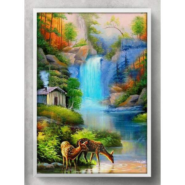 Quadro Decorativo Pintura Paisagem Casa de Campo