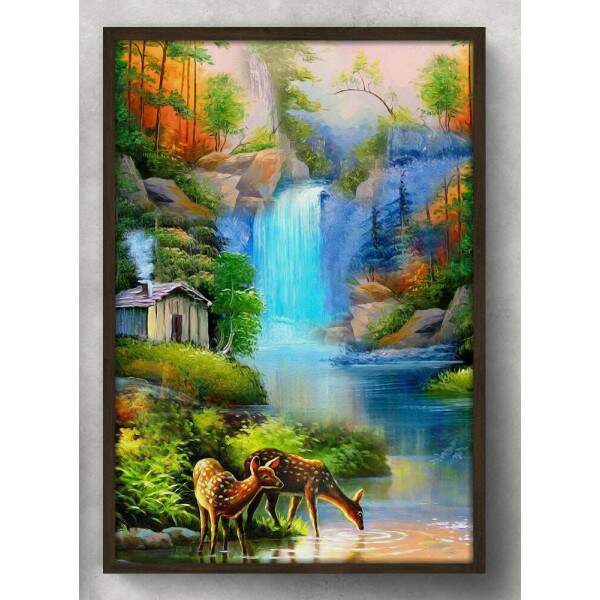 Quadro Decorativo Pintura Paisagem Casa de Campo