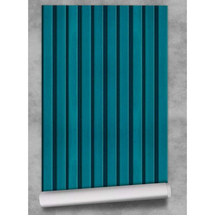 Papel de Parede Ripado Madeira Azul