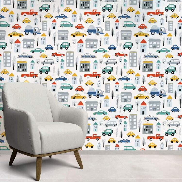 Papel de Parede Infantil Carrinhos Mod 18