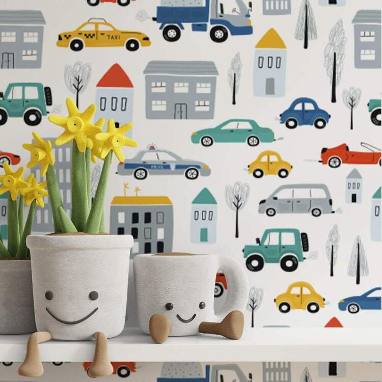 Papel de Parede Infantil Carrinhos Mod 18