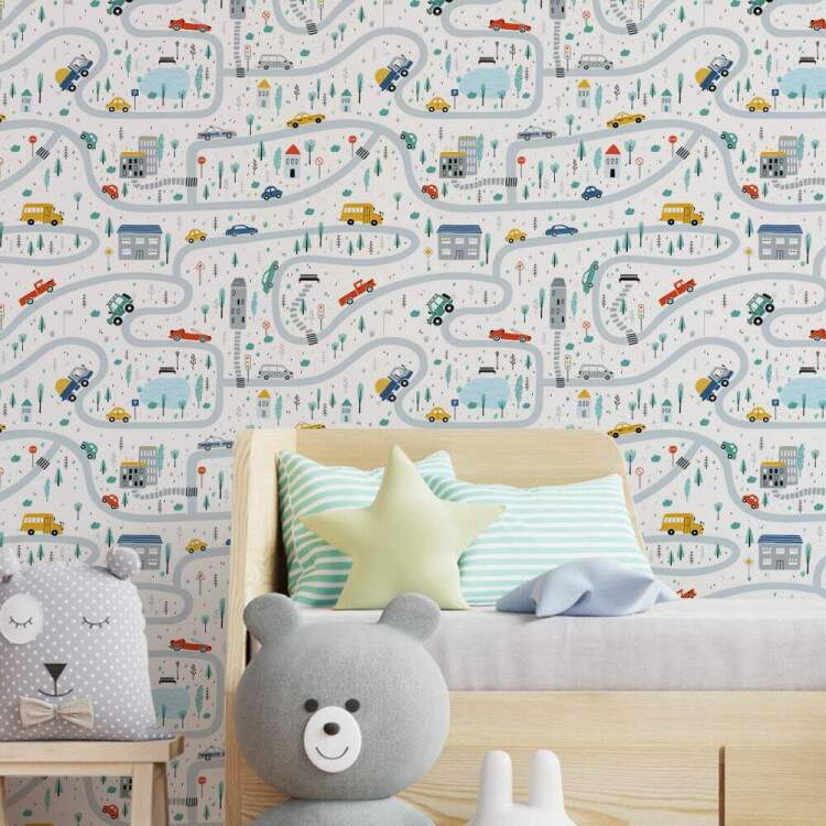 Papel de Parede Infantil Carrinhos Mod 19