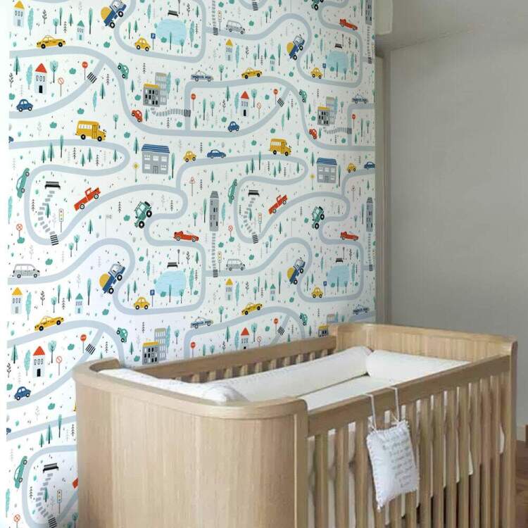 Papel de Parede Infantil Carrinhos Mod 19