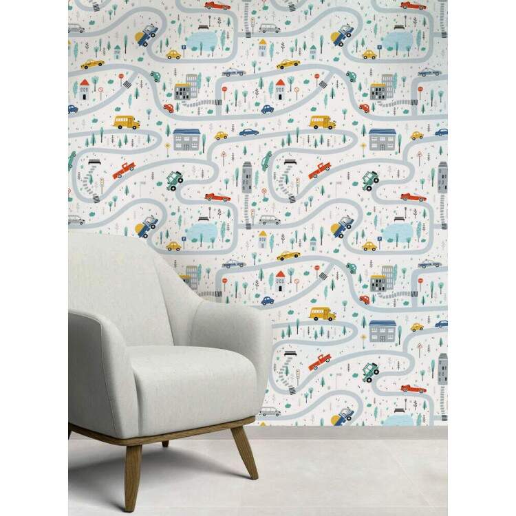 Papel de Parede Infantil Carrinhos Mod 19