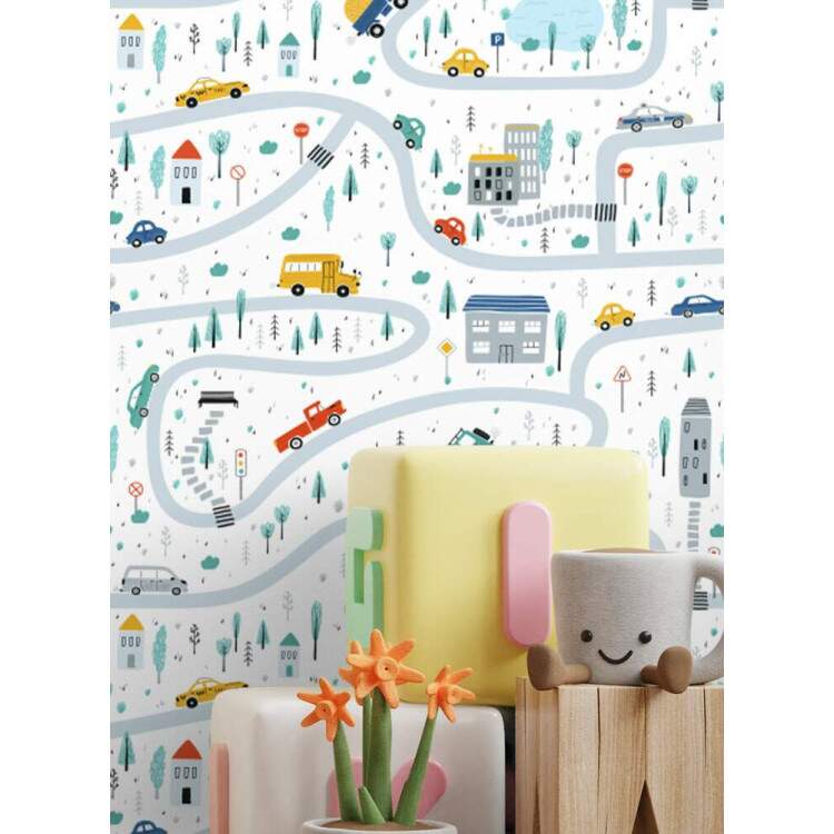 Papel de Parede Infantil Carrinhos Mod 19