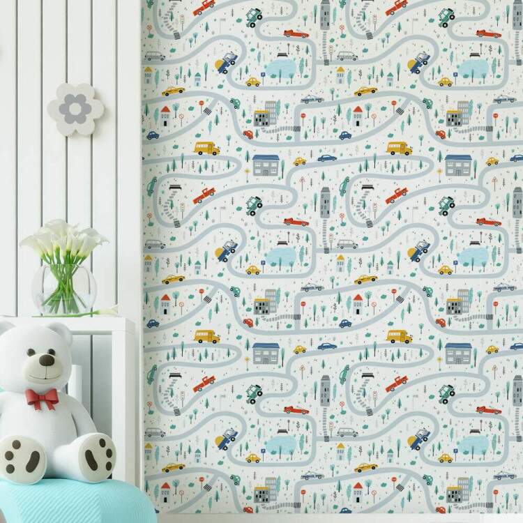 Papel de Parede Infantil Carrinhos Mod 19