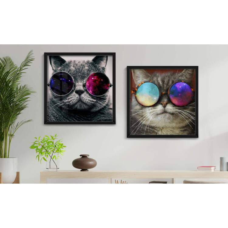 2 Quadros Decorativo Quadrado Gatos de culos