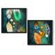 2 Quadros Decorativo Quadrado Abstrato Penas