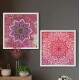 2 Quadros Decorativo Quadrado Mandala Rosa