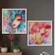 2 Quadros Decorativo Quadrado Menina Pintura Abstrata