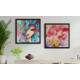 2 Quadros Decorativo Quadrado Menina Pintura Abstrata