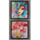 2 Quadros Decorativo Quadrado Menina Pintura Abstrata