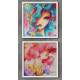 2 Quadros Decorativo Quadrado Menina Pintura Abstrata