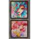 2 Quadros Decorativo Quadrado Menina Pintura Abstrata