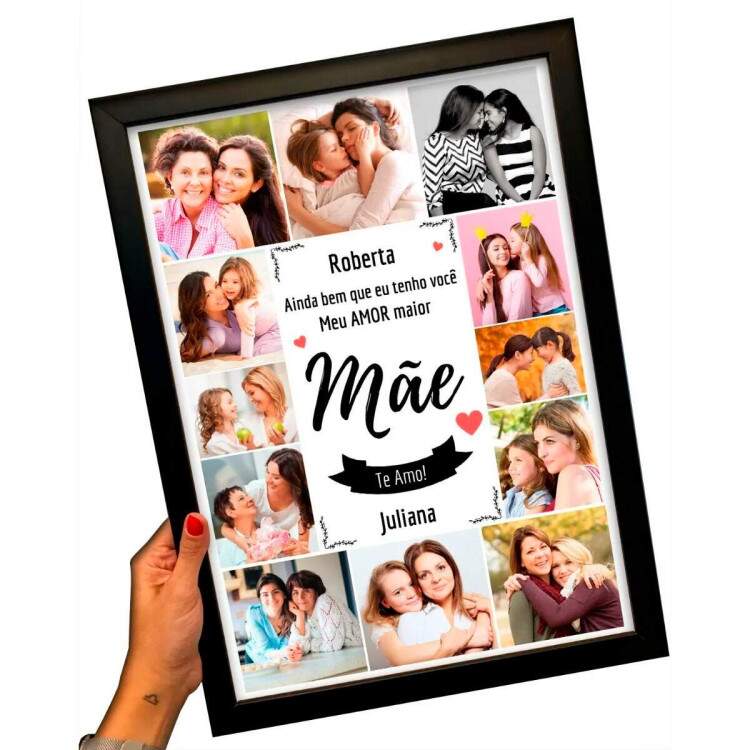 Quadro Decorativo Dia das Mes Personalizado com Fotos