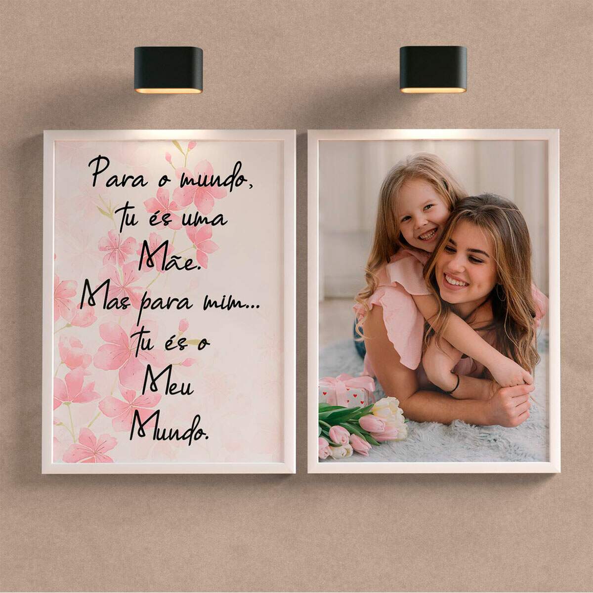 Kit 2 Quadros Decorativos Dias da Mães com Foto Personalizada - Fran ...