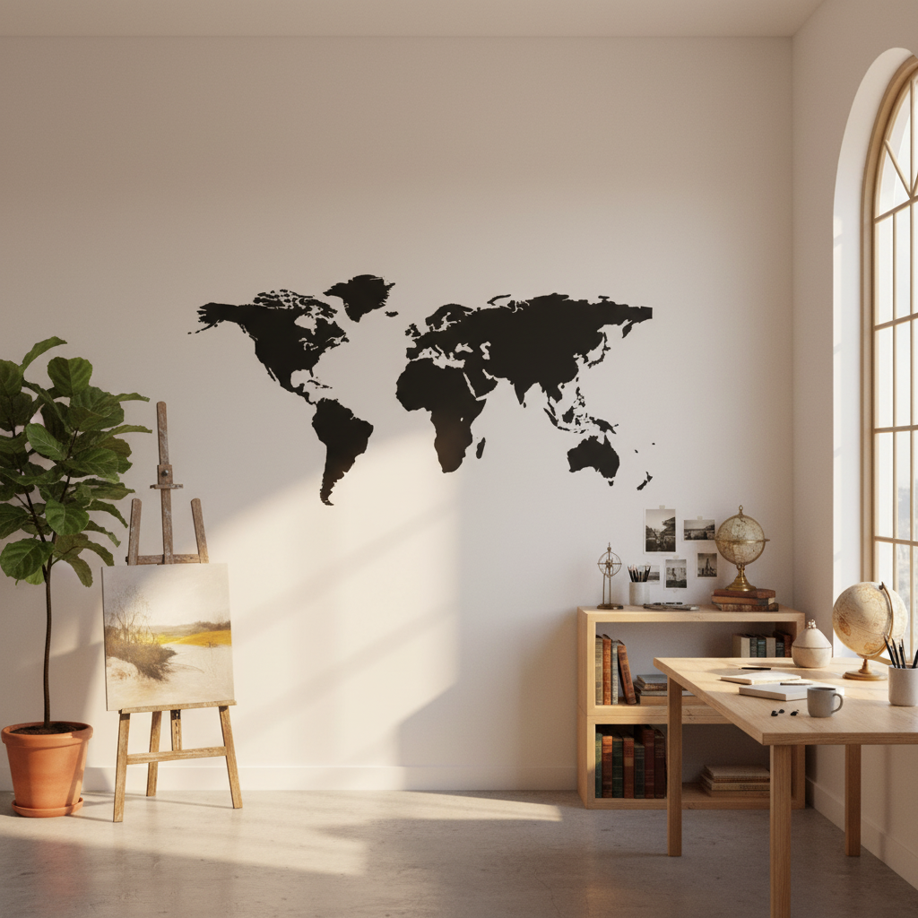 Adesivo de Parede Decorativo Mapa-Mndi