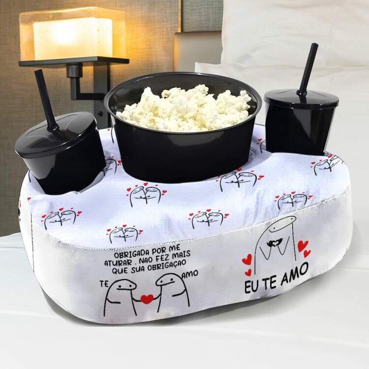 Kit Almofada Decorativa Porta Pipoca Dia dos Namorados Flork Eu Te Amo