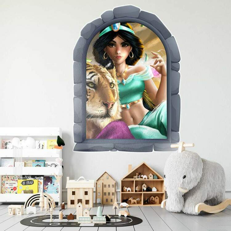 Adesivo de Parede Janela Falsa Princesa Jasmine