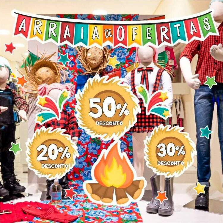 Adesivo Para Vitrine Festa Junina Arraia de Ofertas