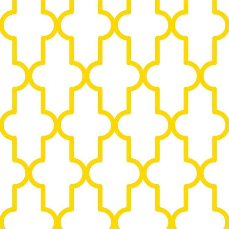 Papel de Parede Geomtrico Retro Amarelo e Branco
