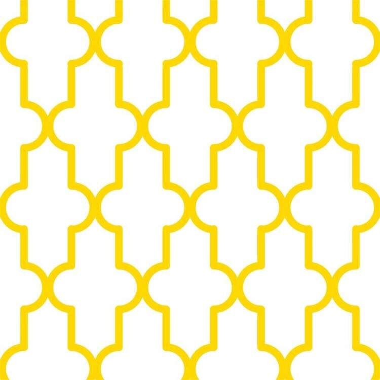 Papel de Parede Geomtrico Retro Amarelo e Branco