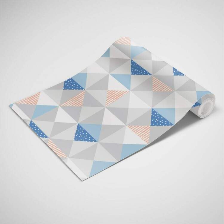 Papel de Parede Geomtrico Tringulos Divertidos Azul