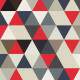 Papel de Parede Geom�trico Tri�ngulos Vermelho com Azul e Bege