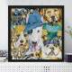 Quadro Decorativo Quadrado Pintura Cachorros Abstrato