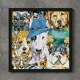 Quadro Decorativo Quadrado Pintura Cachorros Abstrato