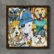 Quadro Decorativo Quadrado Pintura Cachorros Abstrato