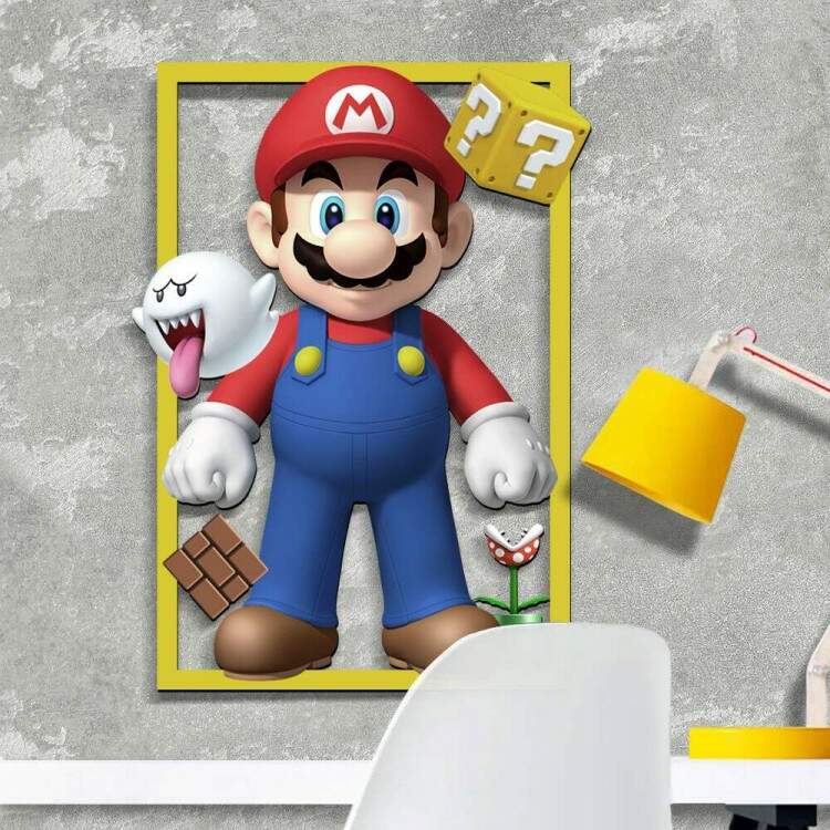 Quadro Decorativo Vazado Impresso Mario