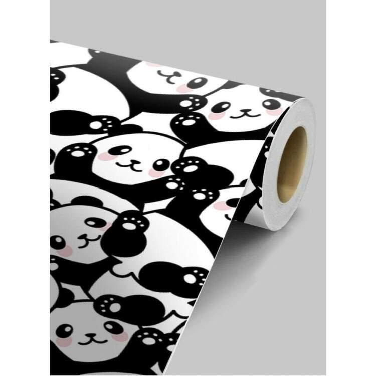 Papel de Parede Infantil Pandas Preto e Branco