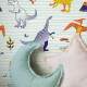 Papel de Parede Infantil Dinossauros Laranja e Azul