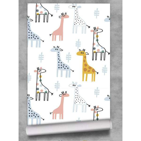 Papel de Parede Infantil Girafas Coloridas