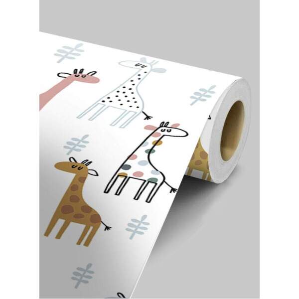 Papel de Parede Infantil Girafas Coloridas