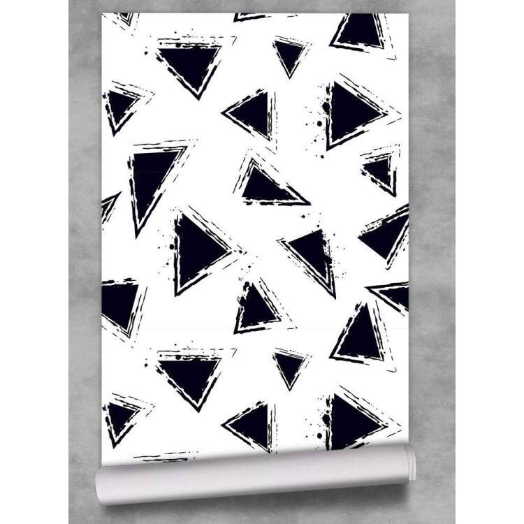 Papel de Parede Abstrato Tringulos Preto e Branco