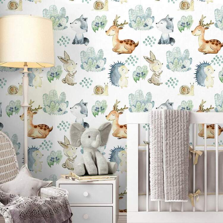 Papel de Parede Infantil Animais Aquarela